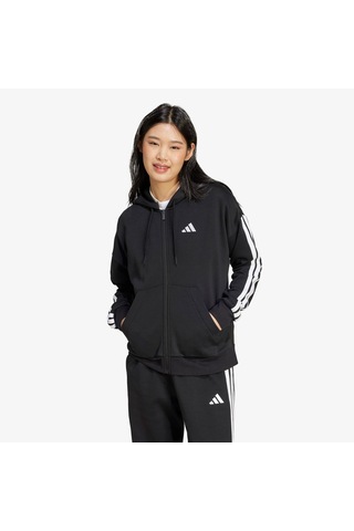 Adidas Essentials 3 Stripes Full Zip Kadın Siyah Polar Je1283 Siyah