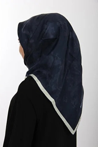 Lacivert Aker Ipek Krep Saten Eşarp 7208701-322/3421070102024