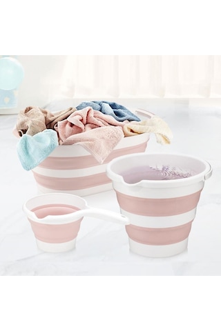 Ahir Ticaret Katlanabilir 3'Lü Banyo Seti Pembe