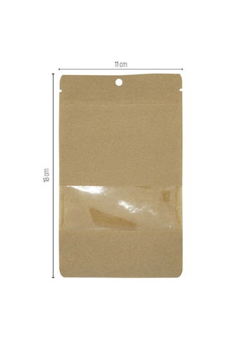 11X18.5X7 Kraft Pencereli Kilitli Doypack 50 Adet