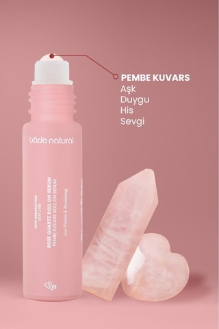 Bade Natural Pembe Kuvars Roll On Antioksidan Yüz Masaj Serumu 10 ML