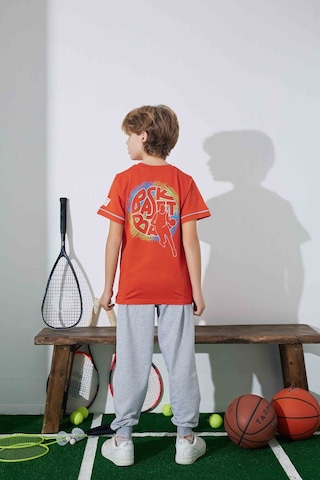 Tarık 6-11 Yaş Erkek Çocuk Pijama Basket 3944210 - Turuncu Turuncu