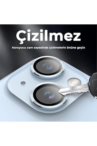 İphone 14 / 14 Plus Uyumlu Safir Lens Çizilmez Dayanıklı Kamera Koruyucu
