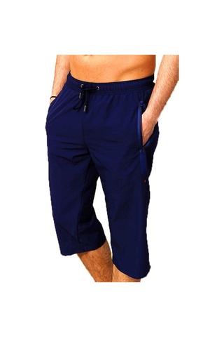 Lacivert Su İtici Özellikli Diz Altı Düz Renk Erkek Kapri Mayo