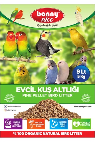Bonnynice Bonny Nice Doğal Çam Pelet Evcil Kuş Kafes Altlığı 5 Kg 9 Lt 1 Adet