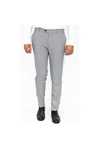 Wessi Kaz Ayağı Desenli Slim Fit Gri Erkek Pantolon Gri