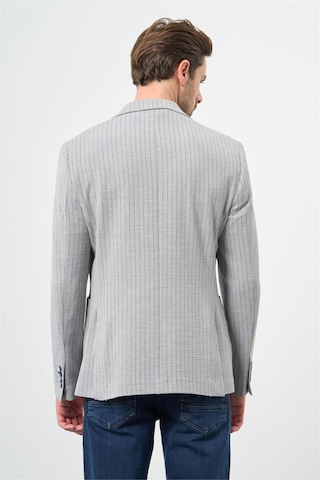 İmza Gri Çizgili Gofreli Kırlangıç Yaka Likralı 6 Drop Slim Fit Dar Kesim Klasik Ceket 1002240111 Gri