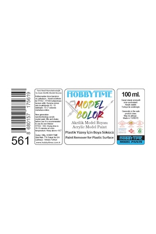 Hobbytime 561 50 Ml. Plastik Yüzey İçin Akrilik Boya Sökücü Acrilic Paint Remover For Plastic Surface