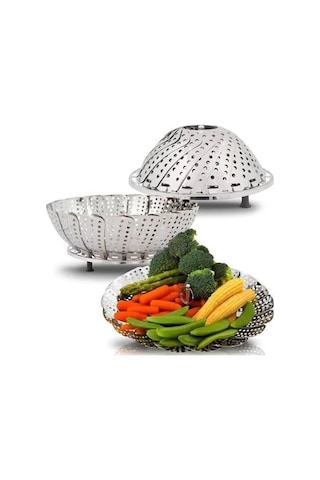 Sebze Haşlama Sepeti Buharda Pişirme Aparatı Paslanmaz Çelik