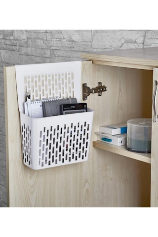 Dolap İçi Asılabilir Düzenleyici, Mutfak Banyo Dolap Kapağı Sepet Poşetlik Askılık Organizer 1 Adet Beyaz