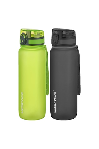 Uzspace 2'li Tritan Matara Seti 800 Ml 14 Farklı Renk Seçeneği Fiftyfifty-3053seta Yeşil-Siyah