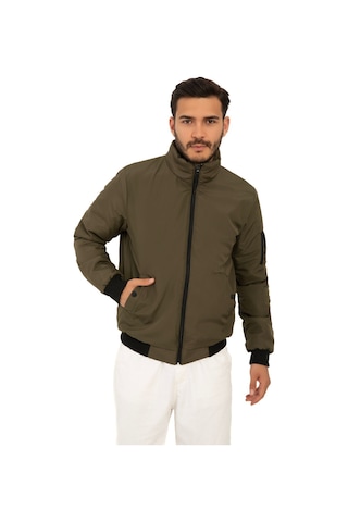 Riverstorm Erkek Haki İçi Astarlı Dik Yaka Mevsimlik Cepli Su Ve Rüzgar Geçirmez Yağmurluk Haki