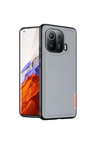 Dux Ducis Fino Serisi Xiaomi Mi 11 Pro Kılıf Premium Dokuma Silikon Kılıf- 5775 Gri