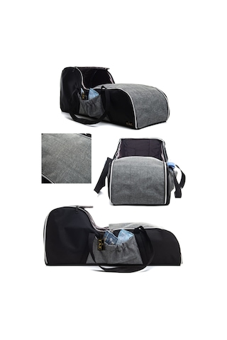 U.S.F Fonksiyonel Bebek Bakım Sırt Çantası + Portbebe Ana Kucağı Puset Kuş Desenli Koyu Gri - Siyah