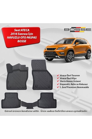 Seat Ateca Paspas Araca Özel 2016 Sonrası BOSSE 3D Havuzlu Oto Paspas