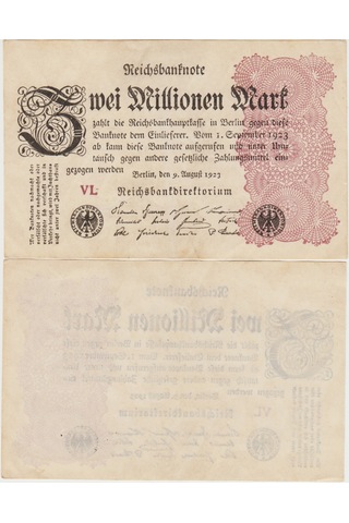 Almanya 2 Milyon Mark 1923 Weimar Cumhuriyeti Hiperenflasyon Dönemi Çilaltı Almanya 2 Milyon Mark 1923 Weimar Cumhuriyeti Hiperenflasyon Dönemi Çilaltı