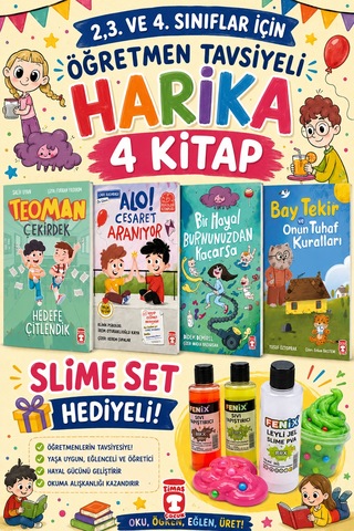 Timaş 2,3. Ve 4.sınıflar İçin Öğretmen Tavsiyeli Harika 4 Kitap -7 Slime Set Hediyeli