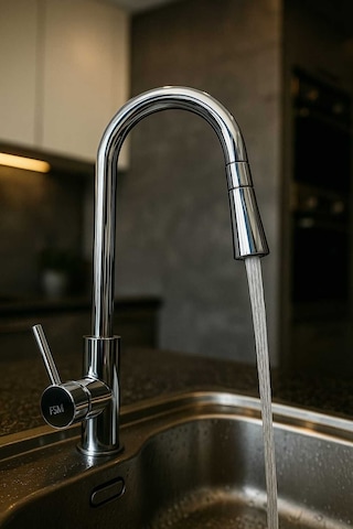 Rudi Armatür Fsm Spiral Uçlu Çekilebilir Mutfak Bataryası- Paslanmaz Krom Gövde Gri