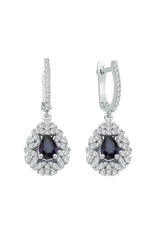 Sirius Pırlanta Ve Damla Safir Taşlı Anturaj Küpe  0823E0021