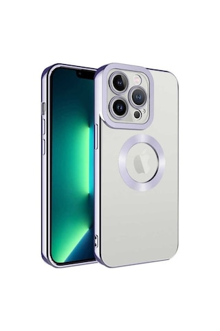Apple Uyumlu iPhone 13 Pro Kılıf Kamera Korumalı Logo Gösteren Zore Omega Kapak Lila