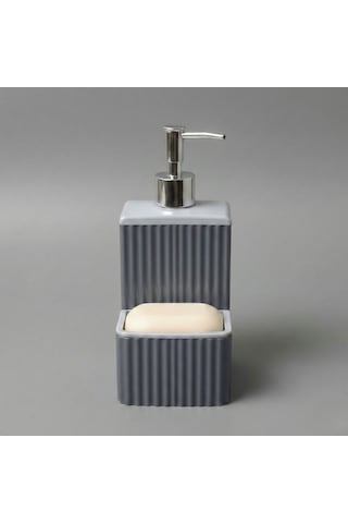 Sünger Ve Katı Sabunluk Hazneli Krem - Kahve Banyo Sıvı Sabunluk Mutfak Sıvı Sabunluk Gri