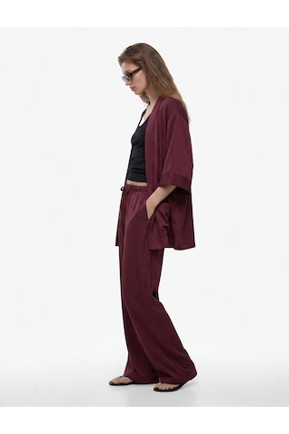Koton Modal Kumaş Şal Yaka Cepli Uzun Kollu Kimono Ceket Bordo 6sak50042ew
