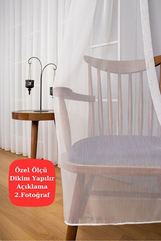 Tül Perde Düz Sade Desensiz Tül Perde Tüm Odalara Uygun Keten Kırışmaz Bambu Ttm Sık Pile Kırık Beyaz