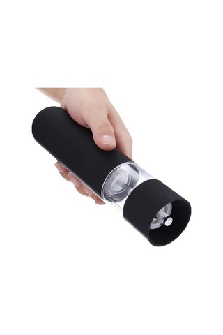 Besthome1 Led Işıkli Elektrikli Tuz Karabiber Ot Değirmeni Öğütücü Mutfak Aracı Baharat Değirmeni Siyah