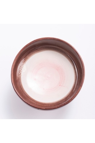 Eğimli Yüksek Seramik Mama Kabı 350 Ml- Kahverengi Pembe Desen