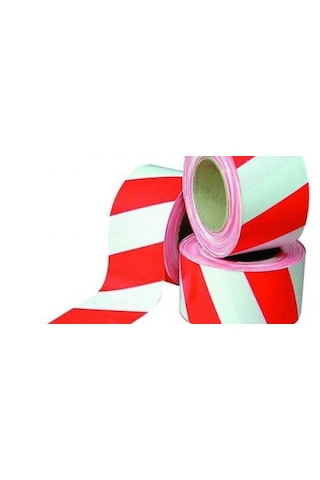 Safety 6 Cm'e 250 Mt Kırmızı Beyaz Ikaz Bandı Emniyet Şeridi
