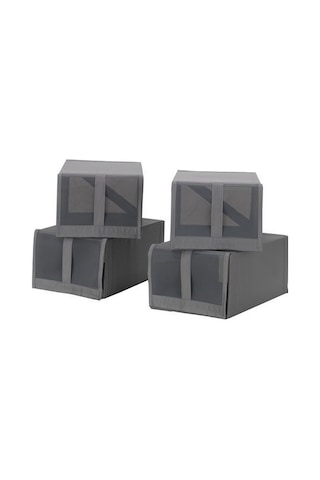 Ikea Skubb 4 Parça Ayakkabı Saklama Kutusu 22 X 34 X 16 Cm Koyu Gri