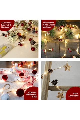 Maoyaya Noel Led Işık Zinciri: 2 Metre 20 Led Pil İle Çalışan Dekoratif Çan Ve Top Modelleri Diğer