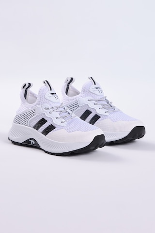 Tonny Black Çocuk Unisex Beyaz Siyah Rahat Kalıp Nefes Alabilen Kumaş Bağcıklı Sneaker TBTMKD015