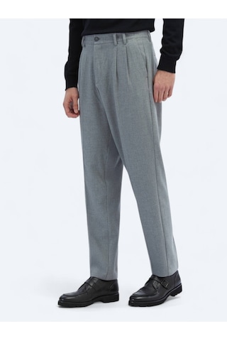 Gri Dokuma Carrot Fit Casual Pantolon Gri