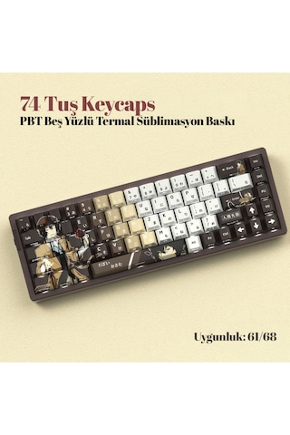 74 Tuş Yan Baskılı Termal Süblimasyon Pbt Manyetik-mekanik Uyumlu Klavye Tuşları Klavye Keycaps