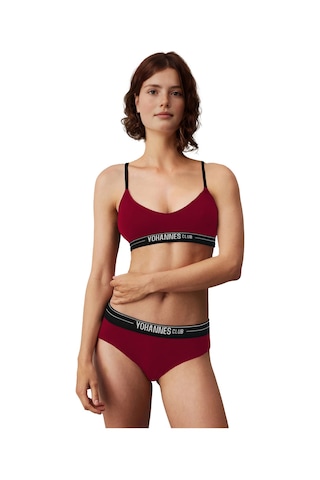 Yohannes Club, Kadın Pamuklu İç Çamaşırı Takımı, Renk Seçenekli, Bralet-kemerli Hipster Külot Bordo