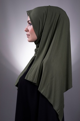 Haki Düz Klasik Şal Viskon Kumaş Likralı Penye 202101_09 Haki