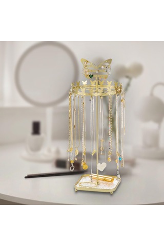 Homyl Takı Organizatör Ekran Metal Tutucu Kolye Küpe Bileklik Altın