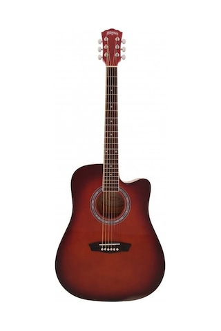 Washburn Wa90crdb Akustik Gitar - Kırmızı Başlangıç/orta - Dreadnought Parlak Kırmızı Bitiş, Yüksek Ses Projeksiyonlu Gövde, Krom Aksanlar, Ergonomik Sap Ölçüler: 41 İnç Tam Boy