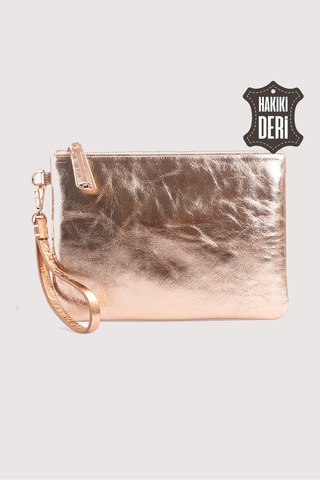 Hakiki Deri Kadın Clutch Çanta 9121 Sarı