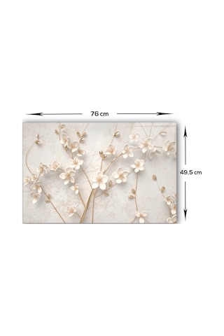 Decorita Cam Ocak Arkası Koruyucu| Beyaz Çiçek-Gold|49,6cm x 60cm