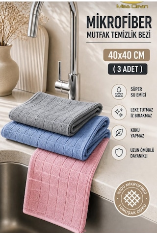 Missclean 3adet Gri Pembe Mavi Sihirli Ankastre Ocak Davlumbaz Temizlik Bezi 40 40cm Pembe - Turkuaz - Gri