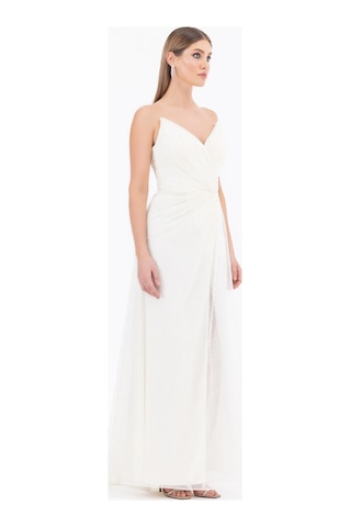 Kadın Dar Form Kolsuz Tam Boy Abiye Elbise - Ekru Ekru