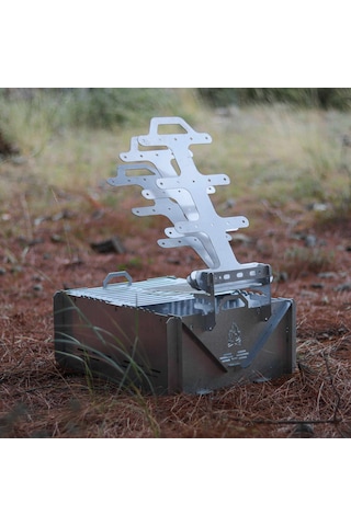 Kamp Ayısı Grillfish Katlanır Özel Kutulu 2mm Galvaniz Çelik Balık Izgaralı Mangal & Ateş Çukuru Gri