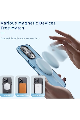 Rock Apple Uyumlu iPhone 14 Pro Kılıf Shield Serisi Magsafe Anti Shock - Mavi Mavi