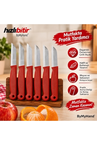Bymyhand Kırmızı Meyve Bıçağı 6'lı Set Metal