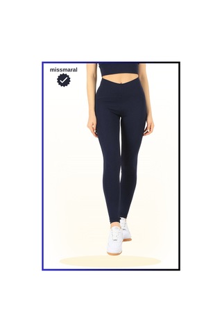 Missmaral Slim Fit Yüksek Bel Toparlayıcı Lacivert Spor Tayt Flatlock Dikiş Detaylı Fit Tasarım Oslo 1090 Lacivert