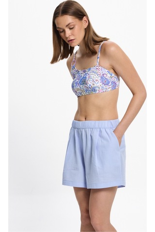 Toosalty Kadın %100 Cotton Kısa Cepli Plaj Şortu 25pl10st Mavi