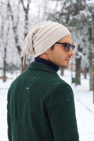 Ritagarcia Unisex Arkası İpli Büzgülü Triko Bere Kışlık Dökümlü Slouchy Beanie Bere Taş Rengi
