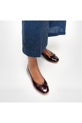 E19 Dark Merlot Babet Kadın Diğer A0k-001/e19 Fitflop Delıcato Bow Soft Leather Ballet Flats Kahverengi